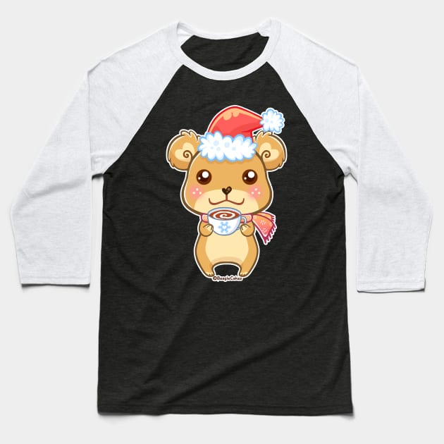 Santa Hat Bear - Merry Christmas! Baseball T-Shirt by magsterarts